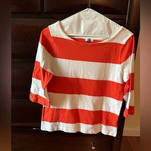 Old Navy Orange and White 3/4 Striped Shirt